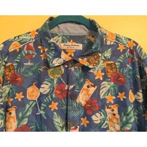 Tommy Bahama Mojito Bay Casual Camp SS Shirt Campanula All-Over Hawaiian Sz. XL